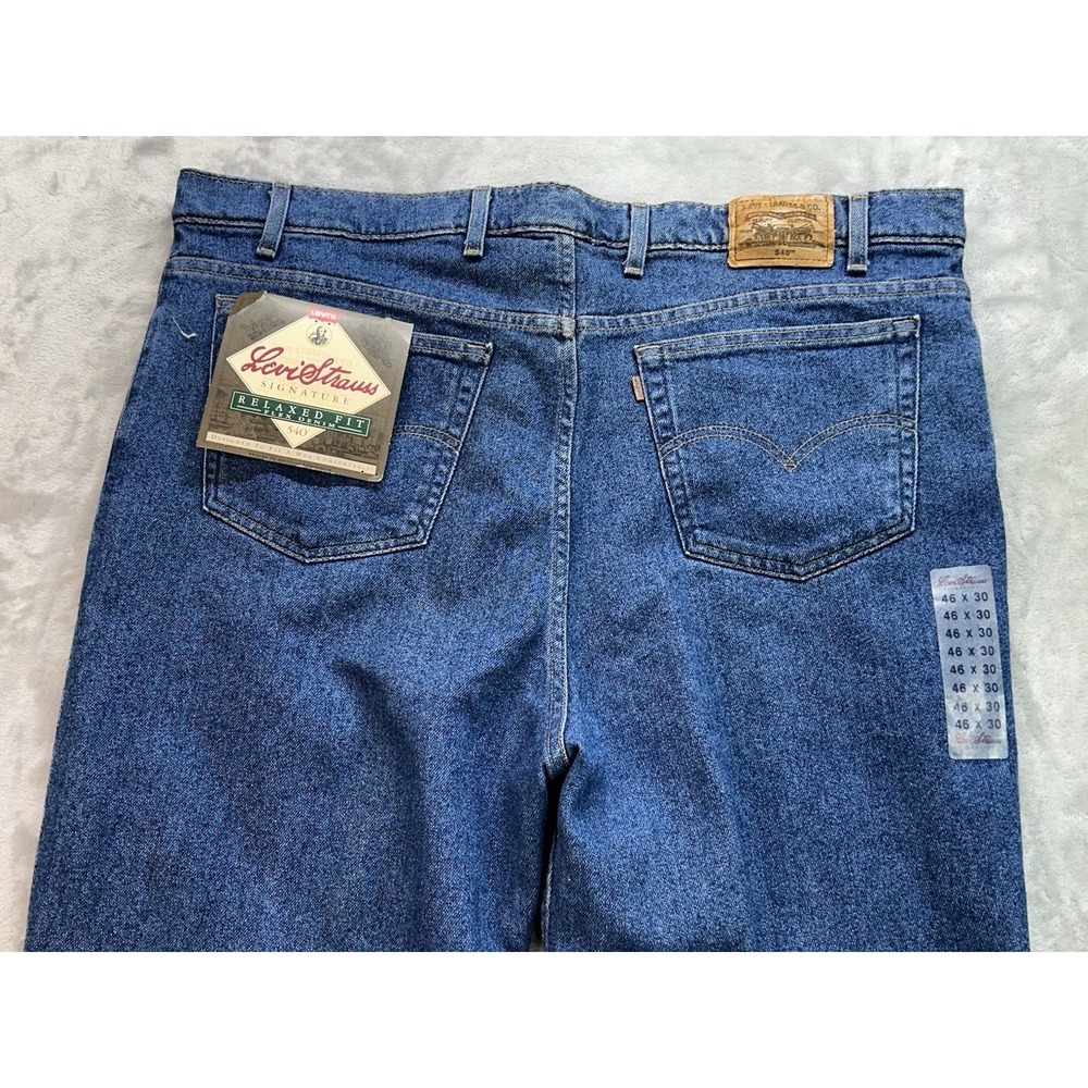 New Vintage Y2K Levis 540 Relaxed Fit Blue Jeans Mens 46x30 Brown Tag Dead Stock